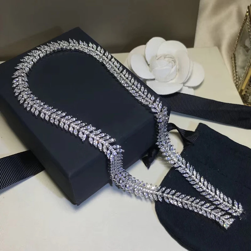 

Brand Fashion Pure 925 Sterling Silver Jewelry For Women Olive Branch Necklace Party Jewelry Hyperbole Trendy luxury Necklace