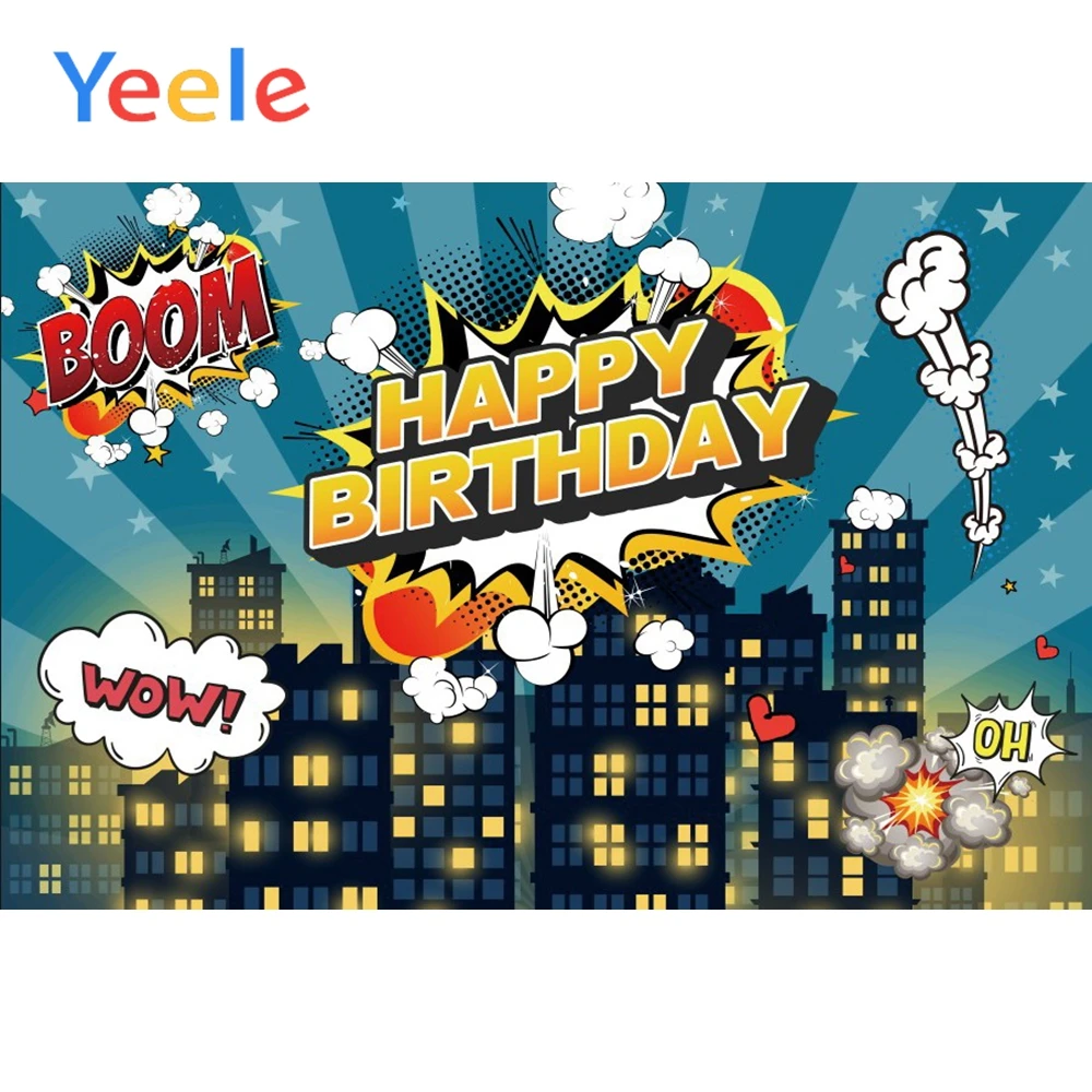 

Yeele Happy Birthday Boom Background Posters Seamless Photography Baby Kid Portrait Scene Photographic Studio For Photo Backdrop