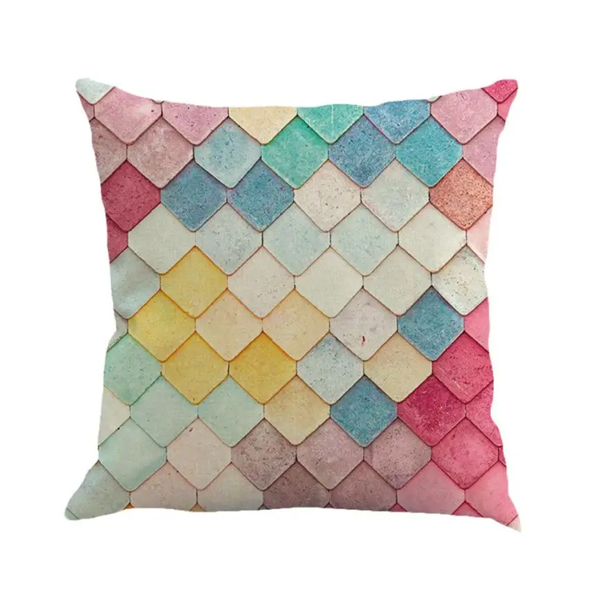 ISHOWTIENDA New 1pc 45cm*45cm Geometry Painting Linen Pillow Cover