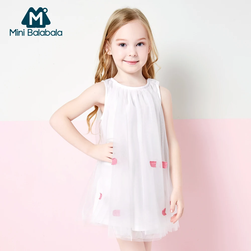 Mini Balabala Baby Girls Sleeveless Princess Style Sweety Beauty Gauze