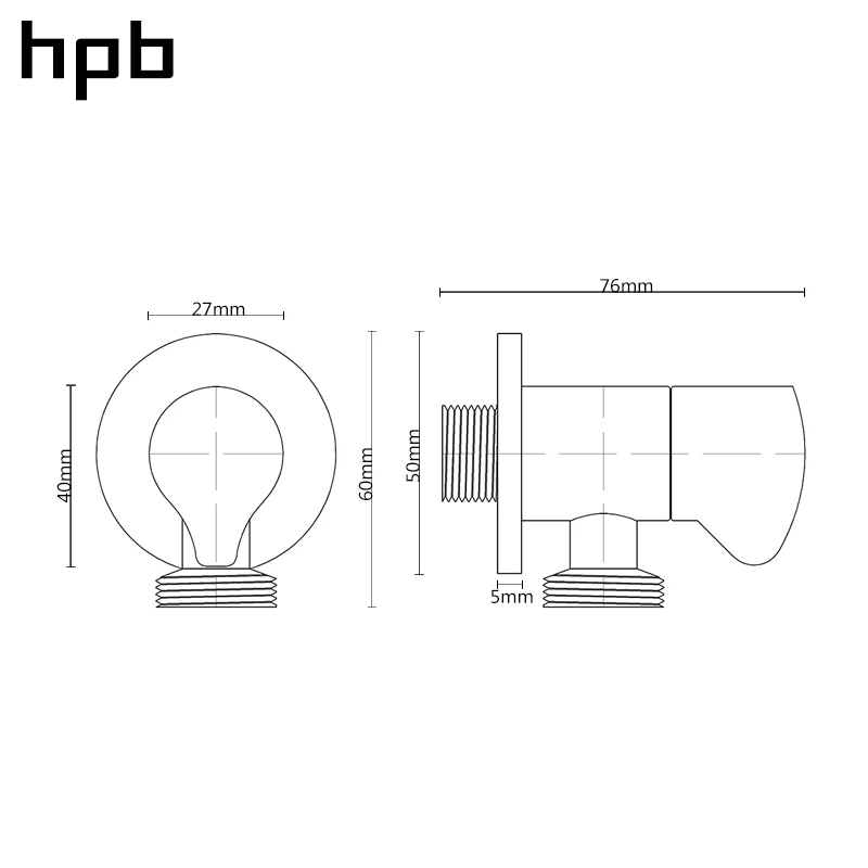 HPB Soild латунный треугольный клапан для раковины ванной комнаты и кухни кран