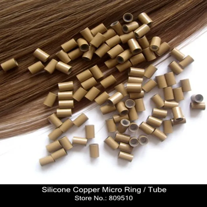 Wholesale-3000 штук/Лот Силиконовые Медь Micro Кольцо для Выдвижения Волос