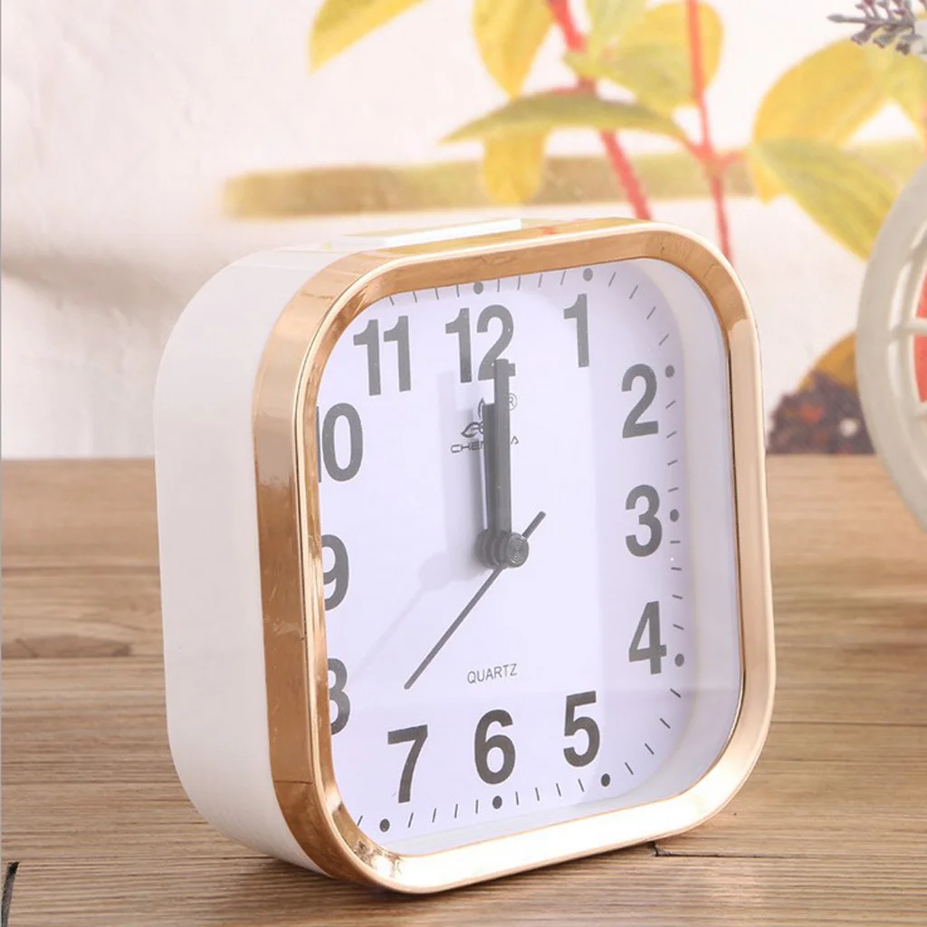 Modern Multi Shaped Portable Desk Clock Alarm Clock Quartz Gold Frame Decor Home Office Study