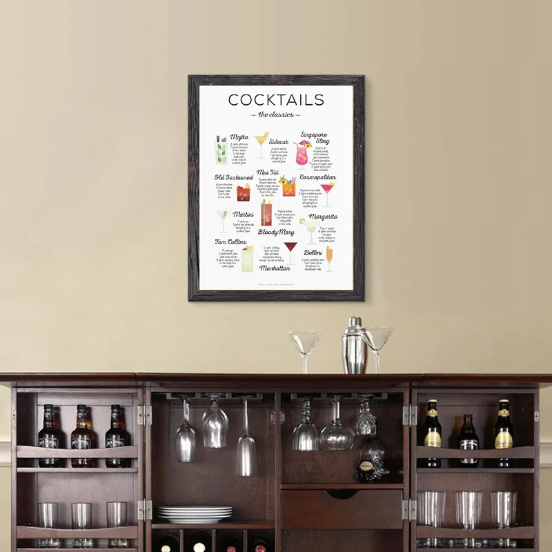 Cocktails The Classics Recipe Canvas Painting Home Decor