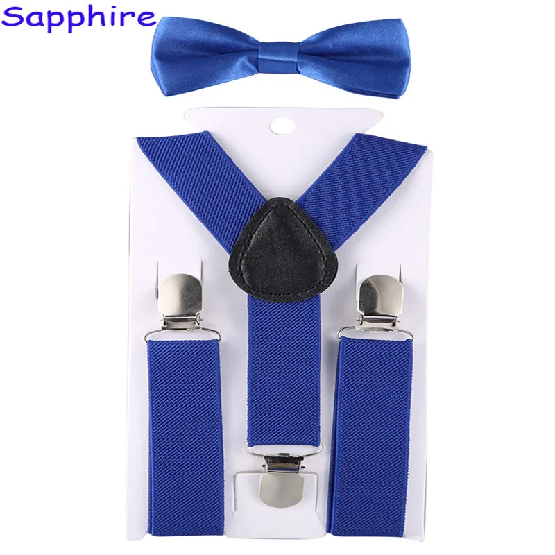 Royal Blue Детские регулируемые эластичные подтяжки с галстуком-бабочкой, брекеты для мальчиков и девочек, подтяжки, Детские свадебные галстуки, аксессуары, Детский комплект с галстуком-бабочкой - Цвет: Royal Blue