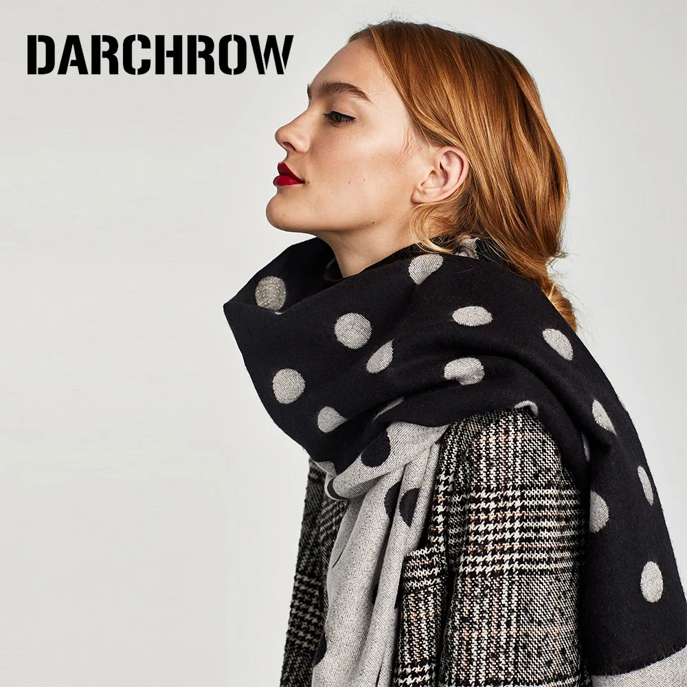 DARCHROW Fashion Design Brand Woman Long Polka Dots Scarves Winter Scarf Women Wool Bufandas Warm Cashmere Shawls and Scarves