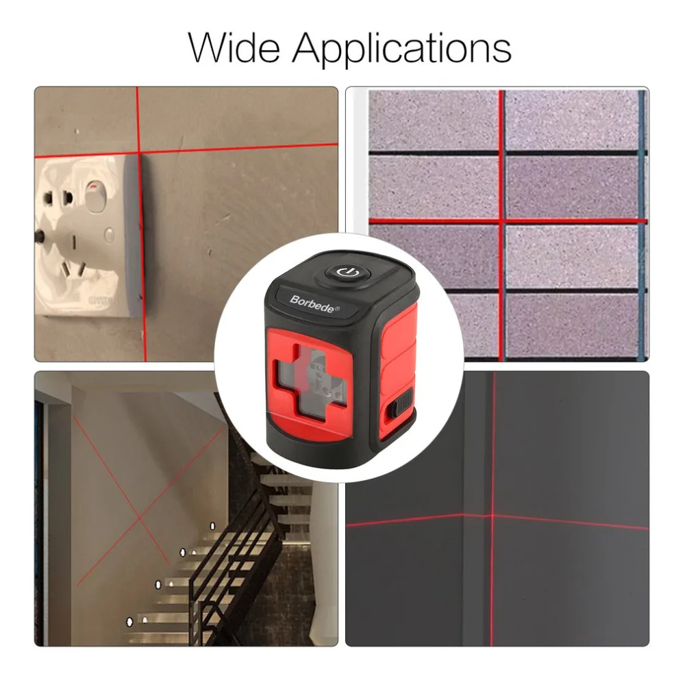 

Borbede Portable Red Laser Levels 2 Lines Leveling Instrument Self-leveling Laser Leveler Vertical Horizontal Cross Laser