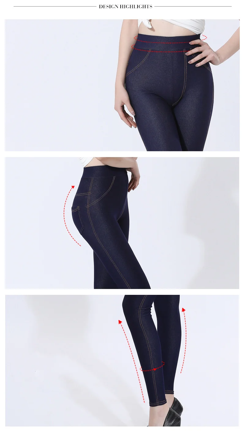 yoga pants for women BIVIGAOS Spring New Womens High Waist Faux Jeans Leggings Slim Skinny Jeggings High-Elastic Workout Legging Pants For Women fleece lined leggings