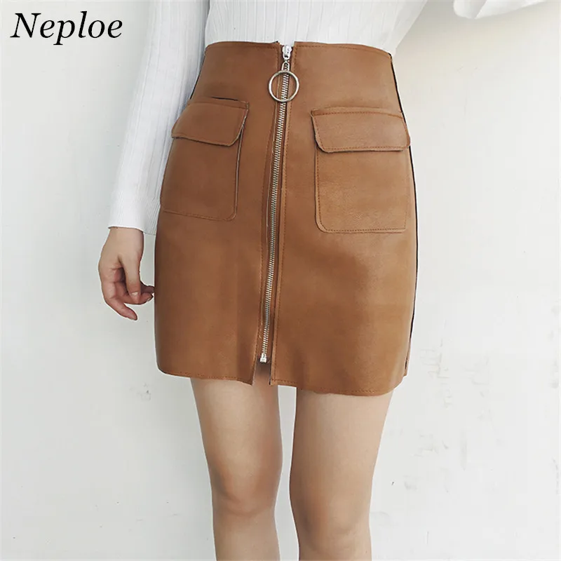 Neploe осень новый ретро Chic Sexy карандаш юбка из искусственной кожи женский большой