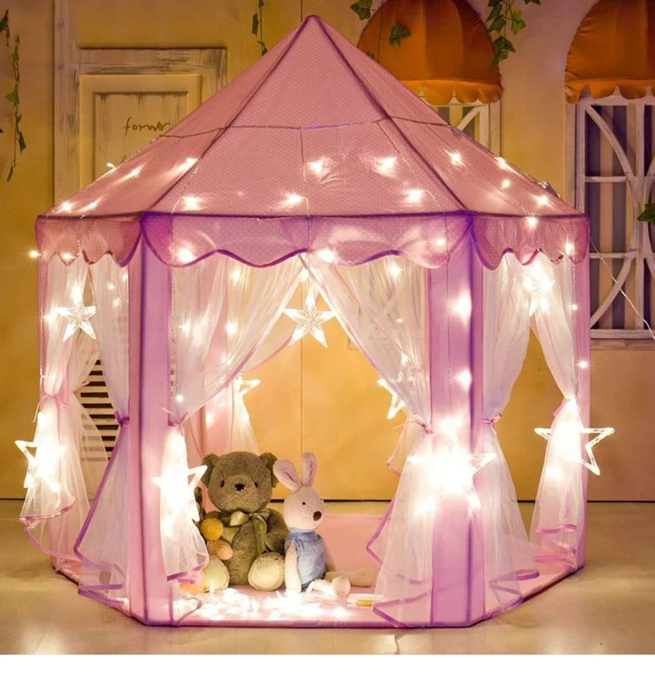 Children Princess Pink Castle Tents Kids House Princess Girl's Castle Playtent Play Tent For Children Play House Outdoor Kids