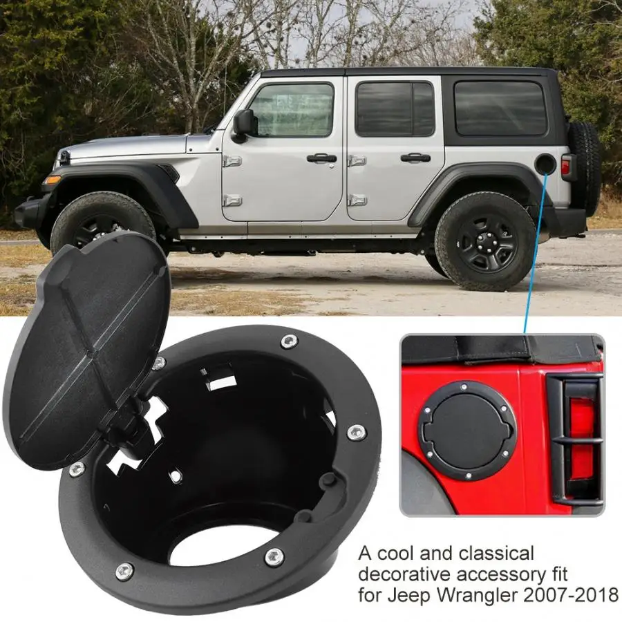 Aluminum Fuel Cover Gas Tank Cap With Key-Black fits 2007-2018 Jeep Wrangler JK
