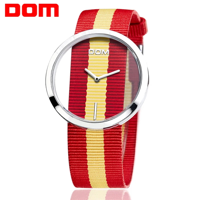 

DOM brand luxury Fashion Casual quartz Unique Stylish Hollow skeleton watch Nylon sport Lady wristwatches 205L-9M4 reloj mujer