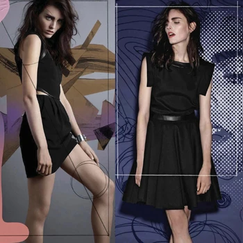 

The import of summer sleek black high elastic soft waxy pendant stretch cotton knitted fabric cotton knitted fabric color