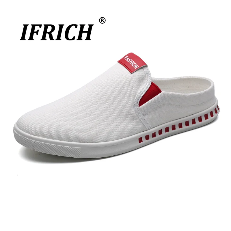 

Ifrich Men Fashion Canvas Shoe Designer Half slippers Mens Anti-Slip Walking Footwear For Men Breathable Slip On Casual Sneakers