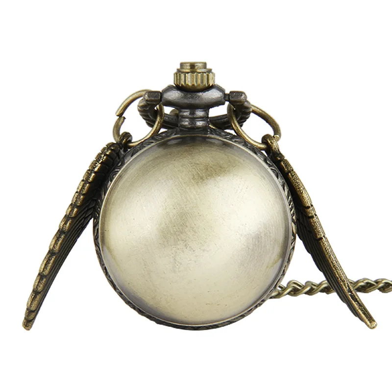 Ретро шарообразные кварцевые карманные часы модный свитер Крылья Ангела ожерелье цепь Подарки для мужчин женщин детей - Цвет: BRONZE
