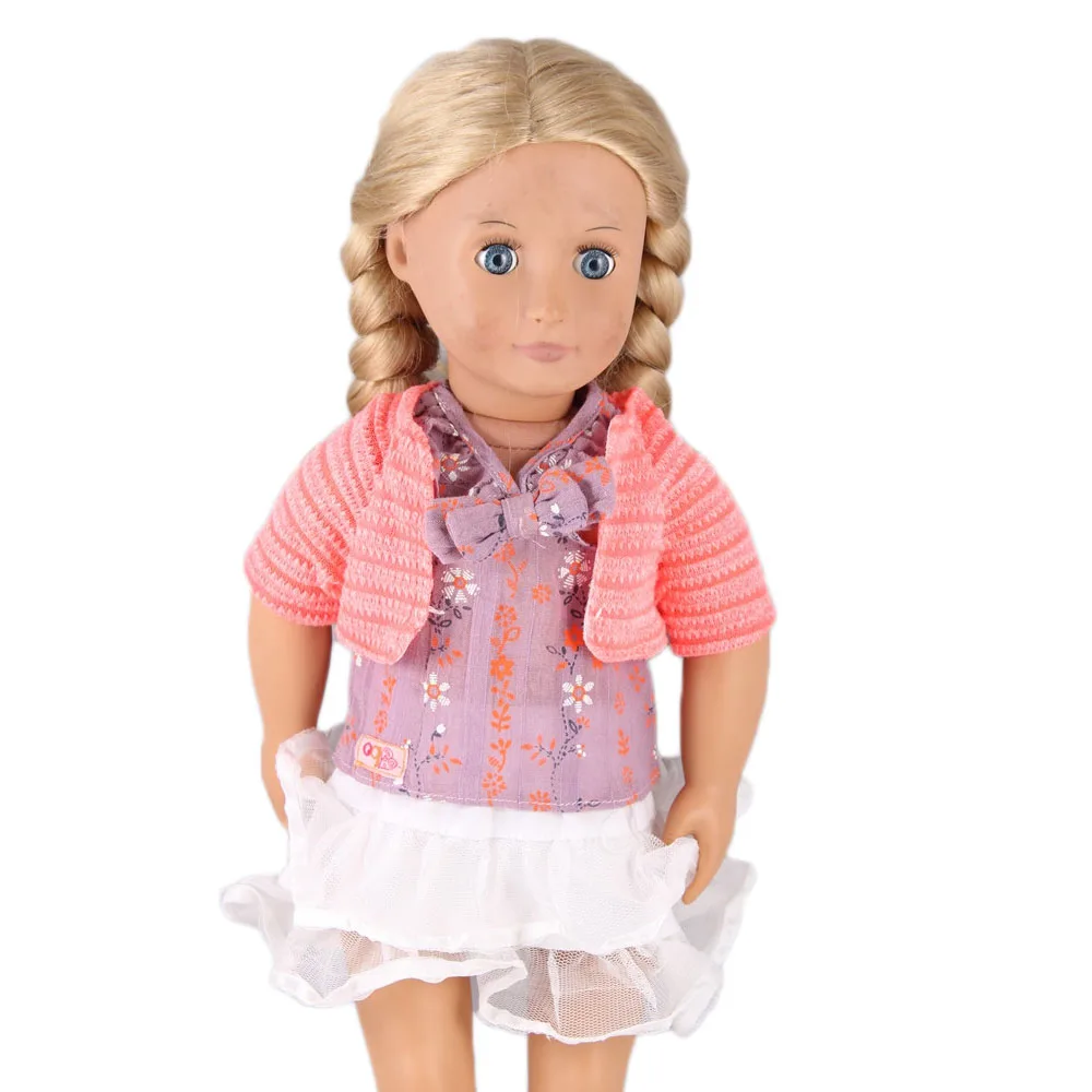 Одежда для куклы, подходит для куклы размером 18 дюймов, 43 см, Одежда для куклы, медицинская одежда для дома, кофта с капюшоном и штаны для куклы размером 46 см - Цвет: shawl vest skirt