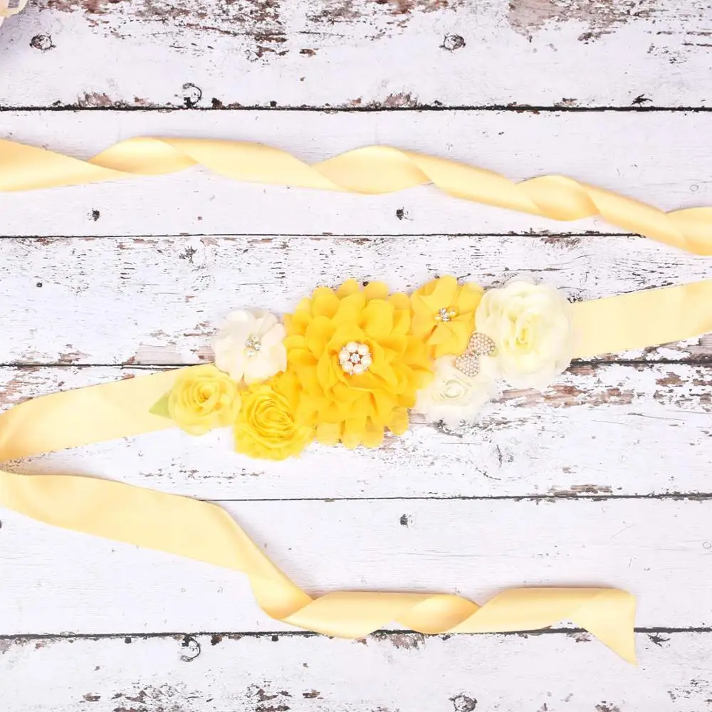 New Arrival Gold Flower Maternity sash Pregnancy belly belt Baby Shower