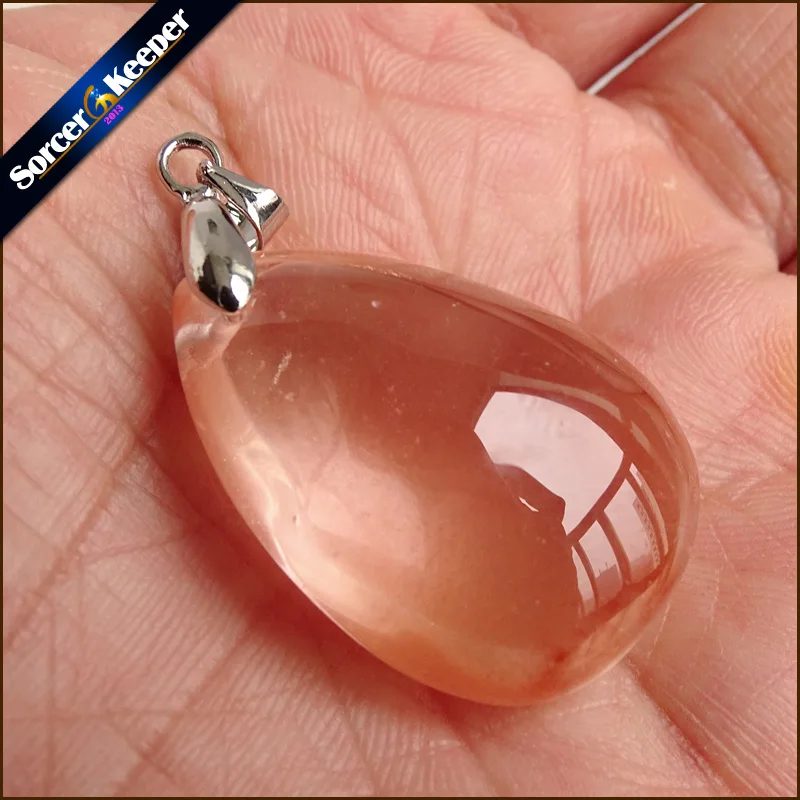 Для женщин Jewelry Цепочки и ожерелья Мода Редкие натуральный камень красный кролик волосы мех Рутиловый Кварц полированный кулон YS275