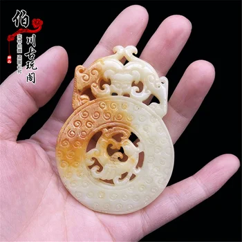 

High jade antique Ming and Qing antique jade jade play wall of old Xiu hand piece pendant ornaments of dragon