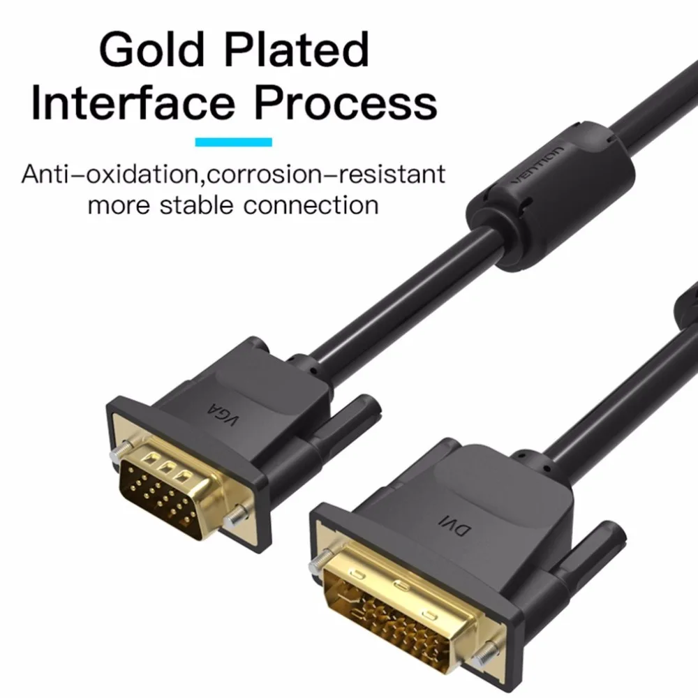 Vention с DVI на VGA кабель DVI 24+ 5 Pin кабель со штыревыми соединителями на обоих концах для подключения 1080 P видеокабель HD высокоскоростной адаптер DVI кабель монитора проектор