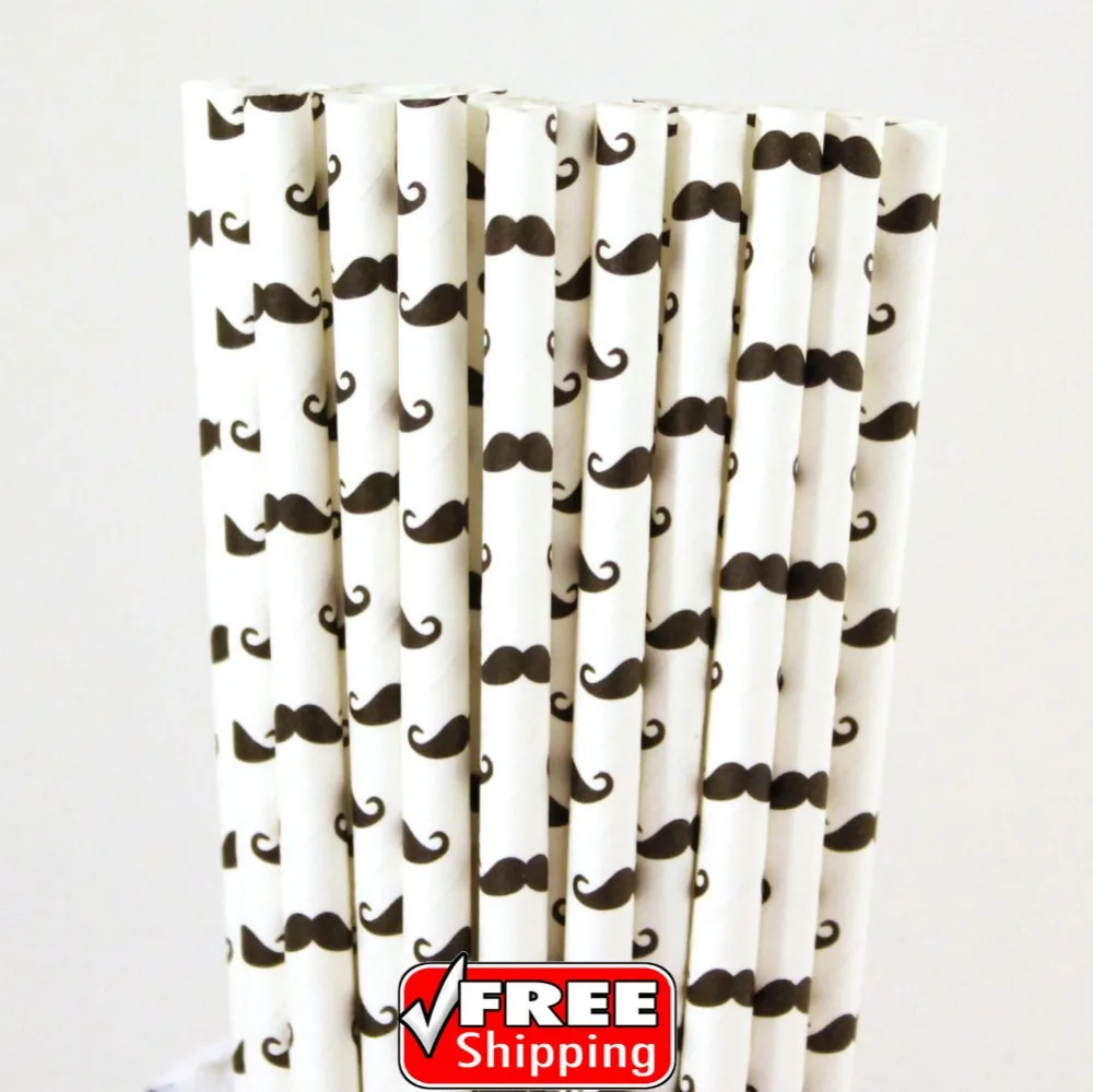 

200pcs Black Mustache Paper Straws-Fun Little Man Drinking Paper Straws-Boy Birthday Party,Bachelor,Baby Shower Novelty Decor