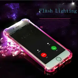 Светодиодный мягкий чехол для телефона TPU Flash Lighting UP мобильный телефон чехол для iPhone X SE 5 5S 6 6 S 7 8 Plus напоминание входящий вызов свет