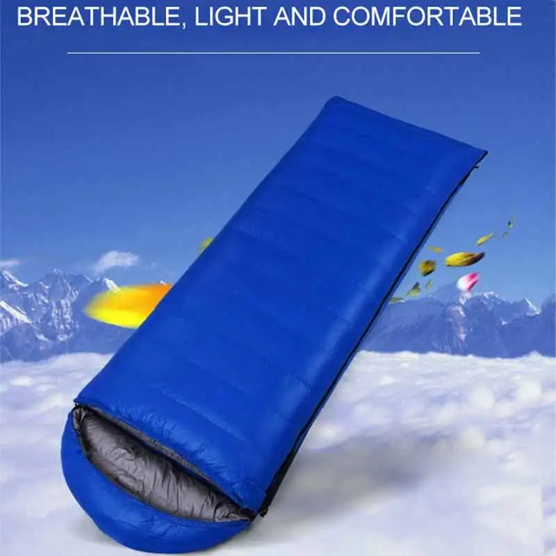 

Four Seasons Adult Outdoor Duck Down Splicing Double Sleeping Bag Ultra Light Removable Cap Camping Envelope Down Sleeping Bag