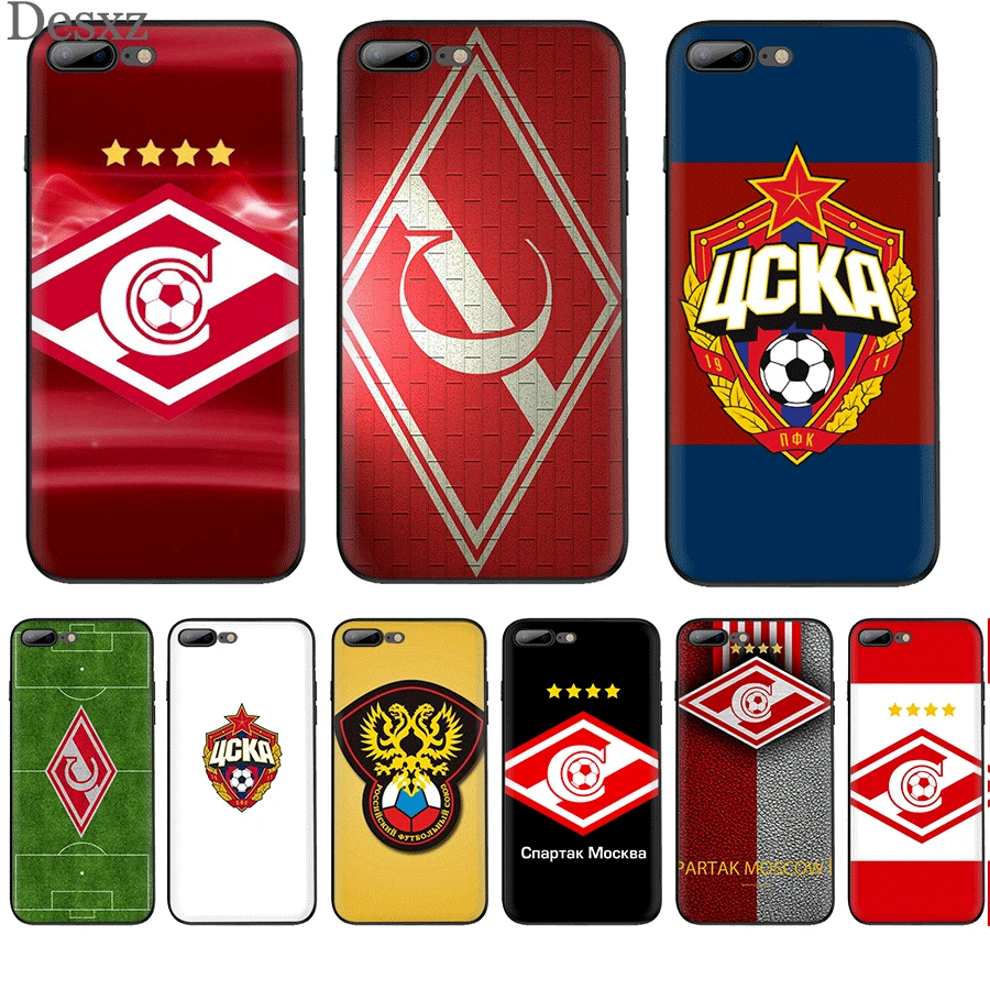 

Gerleek Black TPU Phone Case For iPhone 5 5s 6 6s 7 8 X XS Max XR Cover Russian Moscow Football