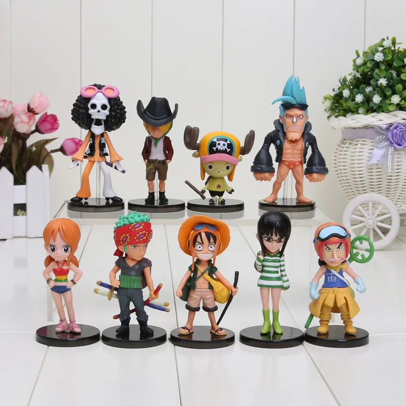 9pcs/set Anime One Piece Mini Action Figures The Straw Hats Luffy Roronoa Zoro Sanji Chopper