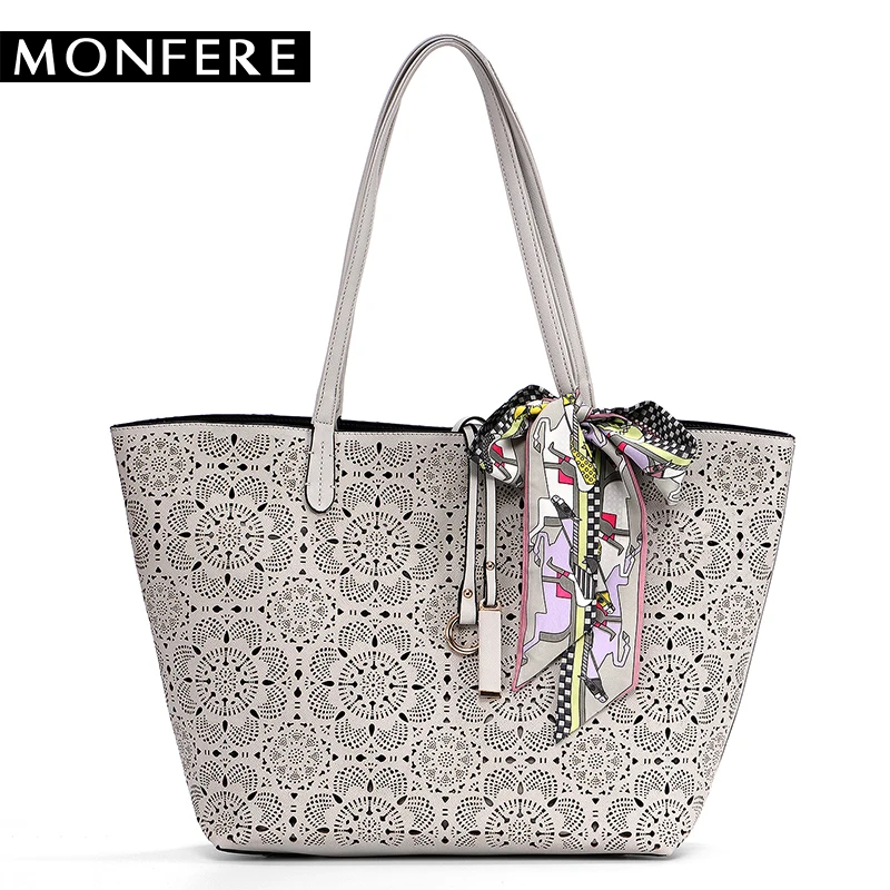 

SC Large Summer Top-handle Bucket Tote Bags for women Casual Hollow Out Floral Print Pattern Cutting Female Shopping Beach Bags