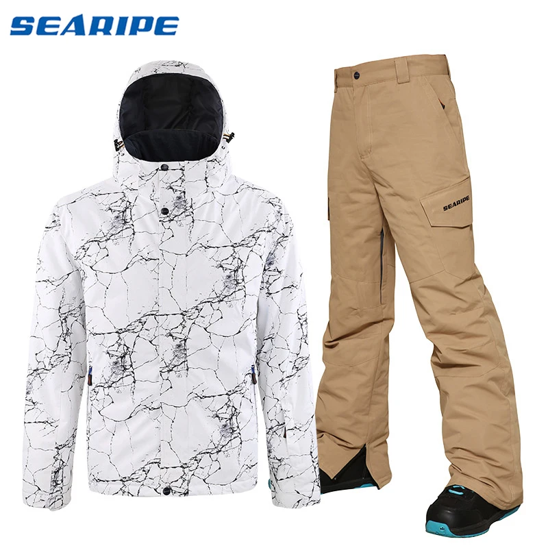 

SEARIPE Men Ski Suit Brands High Quality Windproof Waterproof Warmth Clothing Ski Jacket Men Snow Set Winter Snowboarding Suits