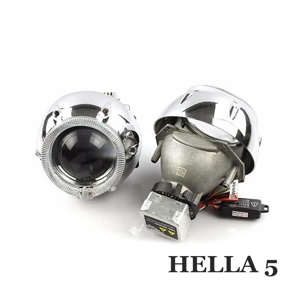 3,0 дюймов HELLA 5/Koito Q5 спрятанный проектор bixenon объектив белые глаза ангела кожух экрана DRL Автомобильная фара подходит D1S лампы hid Модифицированная - Цвет: with HELLA 5
