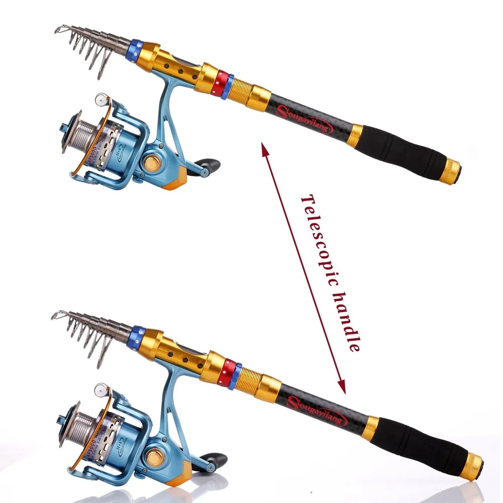 Sougayilang 1,8 м-3,6 м телескопическая катушка для удочки, набор карбоновая портативная рыболовная удочка с 11+ 1BB металлическая катушка спиннинга