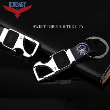 

KUNBABY Top Meta Genuinel Leather Car Key Chain Ring Holder With LED Bottle Opener Multifunctional Tool For Alfa Romeo