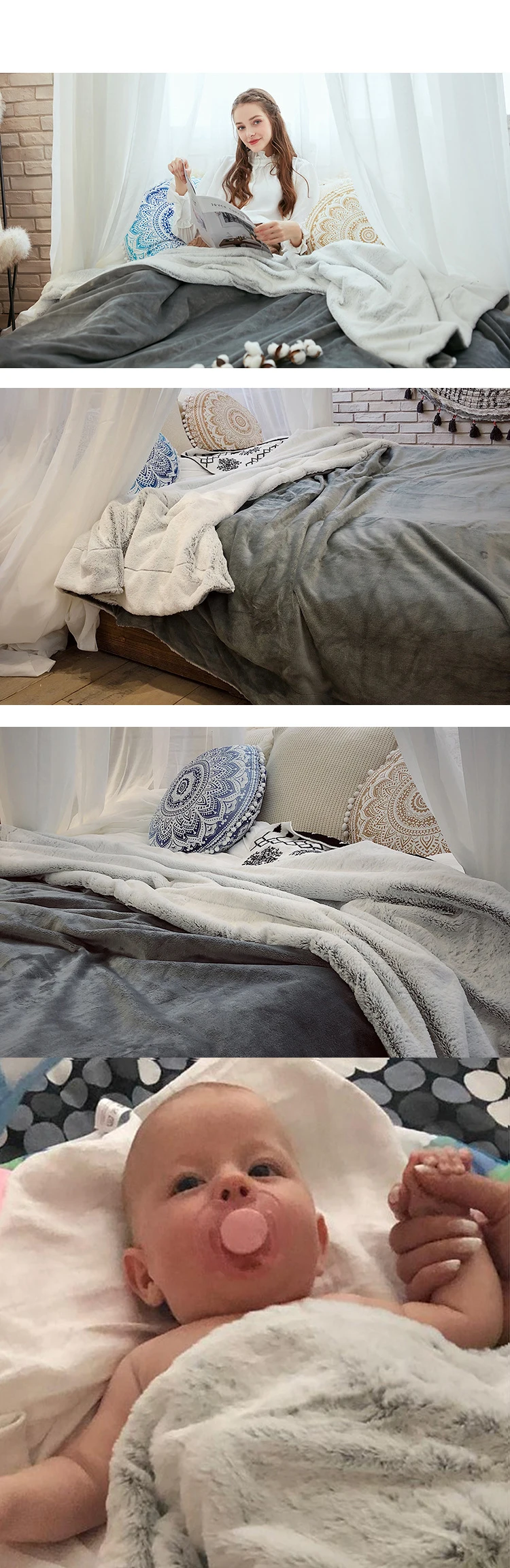 Роскошное постельное белье искусственный мех кролика одеяла для кровати односпальная двуспальная кровать норка пледы зимние одеяла