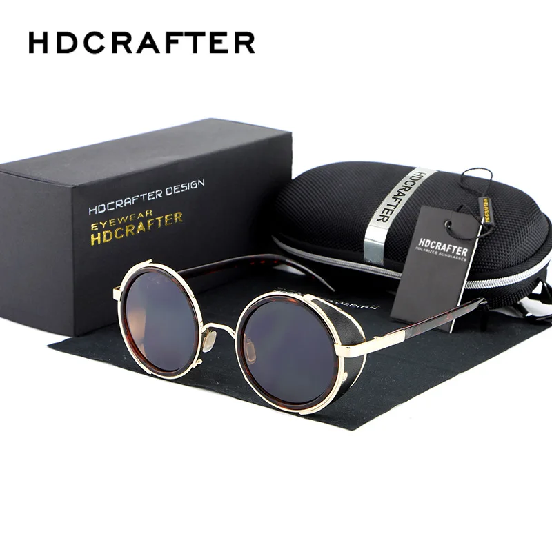 Солнцезащитные очки HDCRAFTER 2017 винтажные круглые в стиле стимпанк для мужчин и