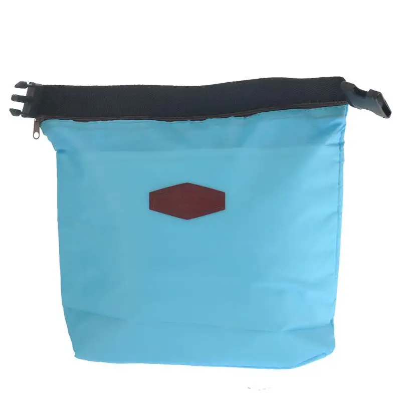 Портативная нейлоновая сумка-холодильник на молнии для пикника и обеда(случайный цвет кнопки - Цвет: Небесно-голубой