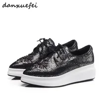 Для женщин овчины вышитые цветы Lace-up Туфли на плоской платформе эспадрильи Брендовая дизайнерская обувь Острый носок досуг Ботинки-броги распродажа