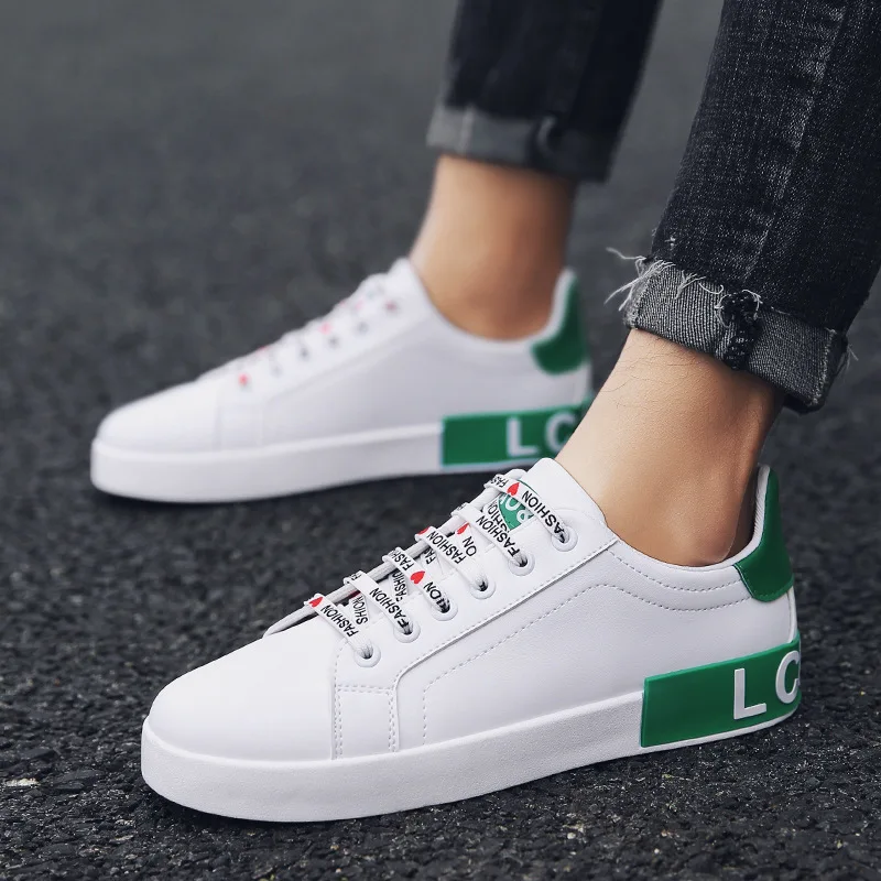 

Men's casual shoes classic fashion men's tie flat white comfortable sports white shoes