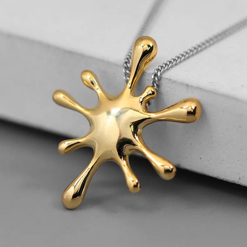 

INATURE 925 Sterling Silver Fashion Jewelry Splashing Water Pendant Necklace For Women Gift