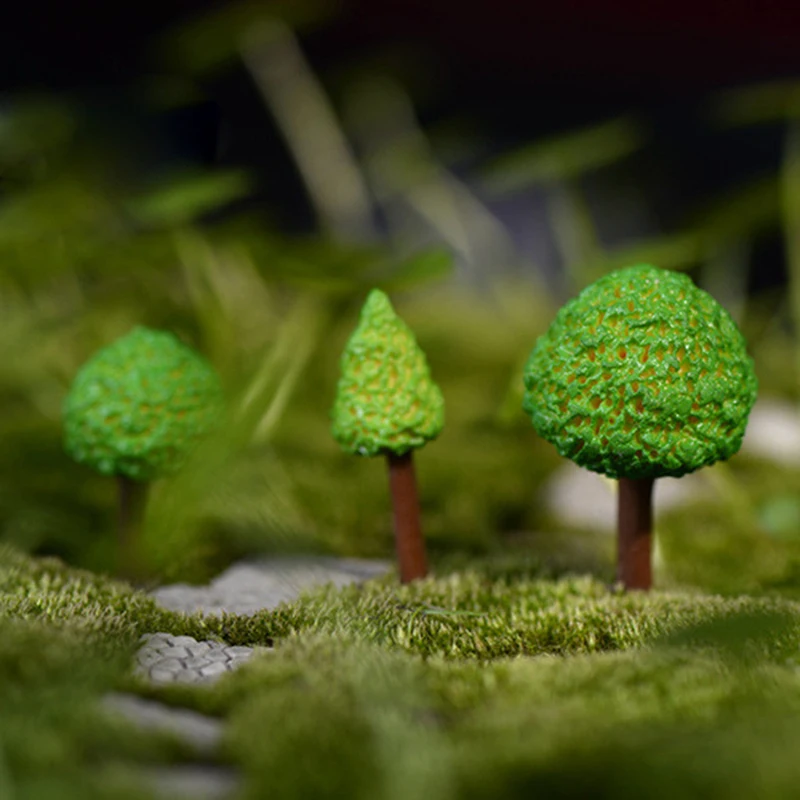 10 Pcs Assorted Fairy Garden Dollhouse Fake Moss Tree Figurine for Miniature DIY