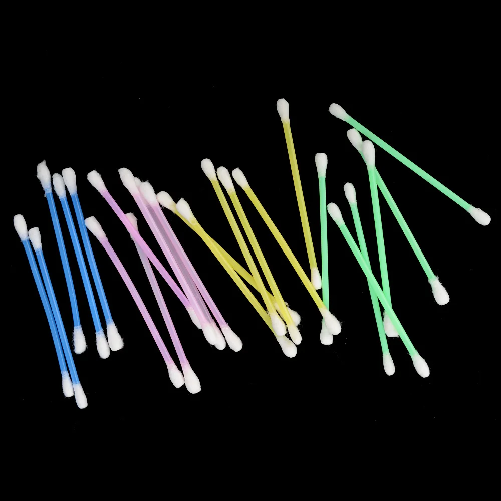 100pcs Disposable Double-head Tip Swab Cotton Buds Makeup Cosmetic Remover Cotton Swabs Buds for Beauty Makeup Nose Ears Cleaner