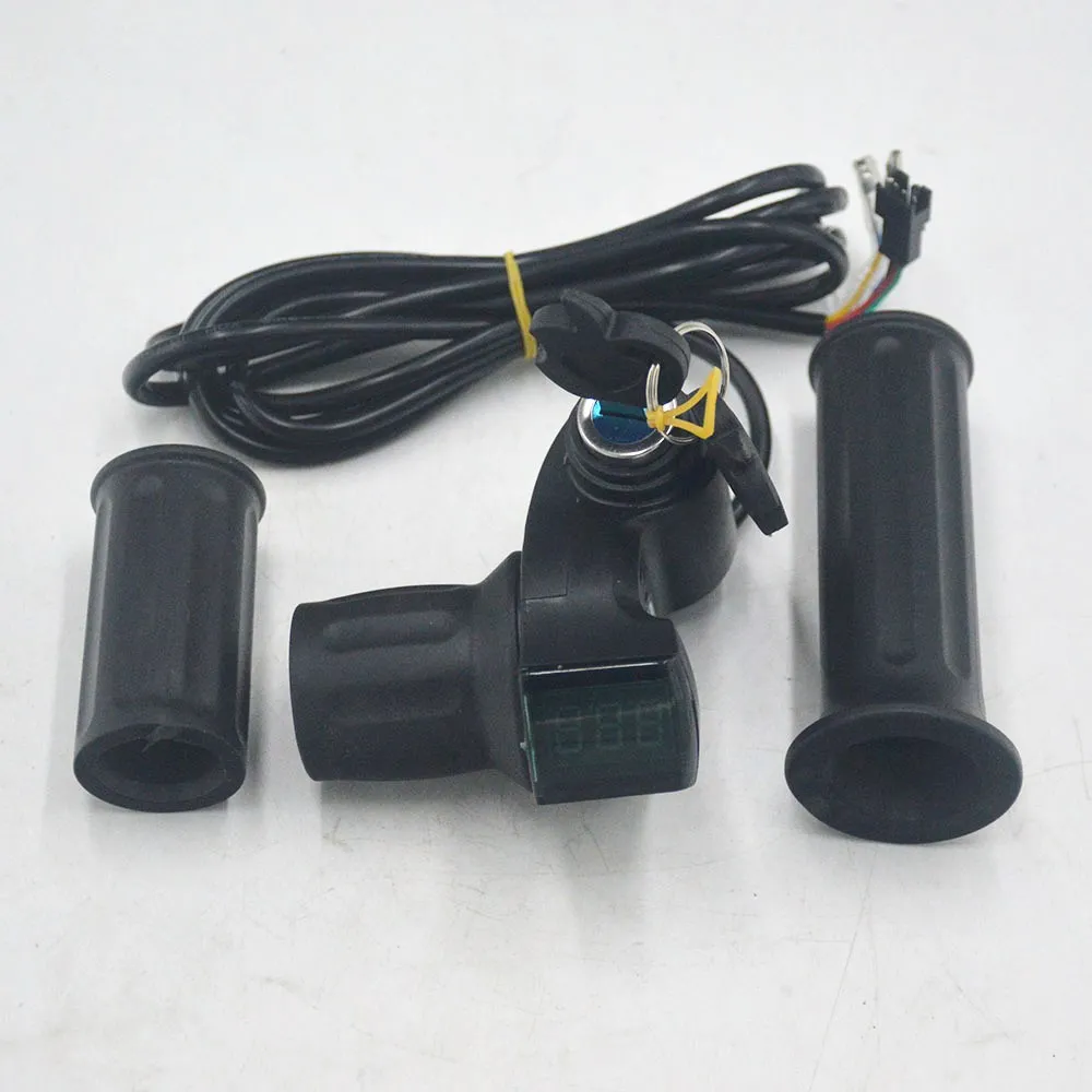 Discount 24V 36V 48V 60V 72V 96V e-bike throttle Grip Handle LCD Display Indicator/Lock Key Knock Half Twist Throttle 2