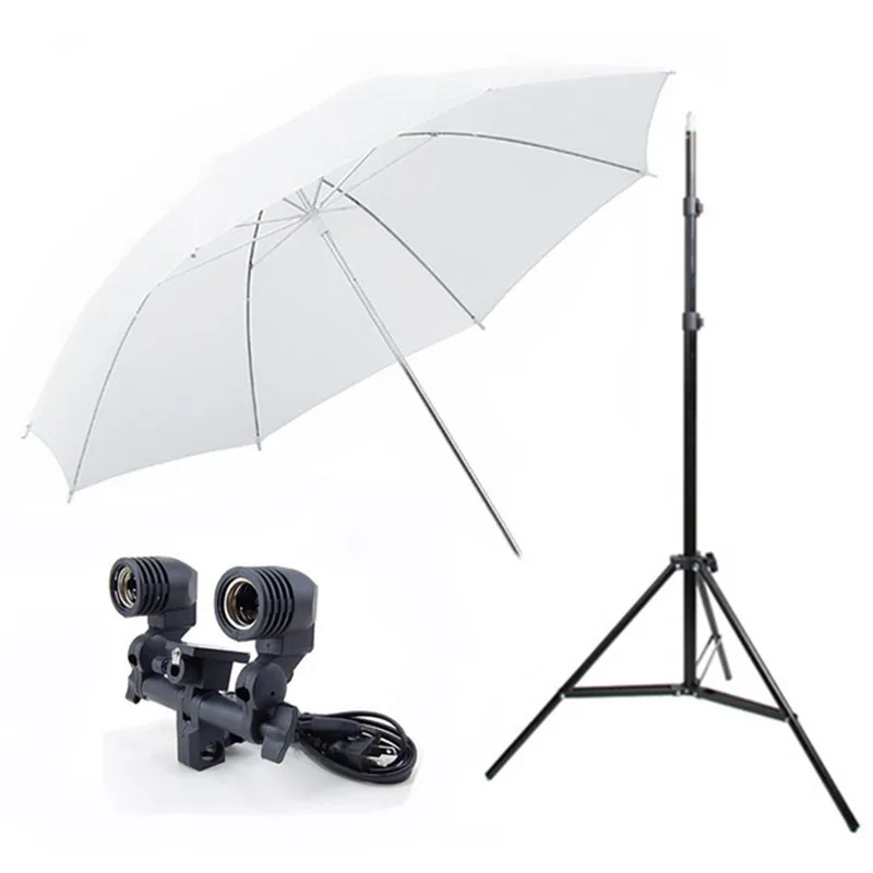 

Light Stand Tripod +Translucent Umbrella+Twin Umbrella Holder Bracket Photo Studio Kits Photography Studio Set