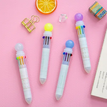 

1PCS Creative New Jelly Transparent Plastic 10 Ink Color Ball-Point Pen Ballpoint Pen Student Gift Pen Office Business Ball Pen