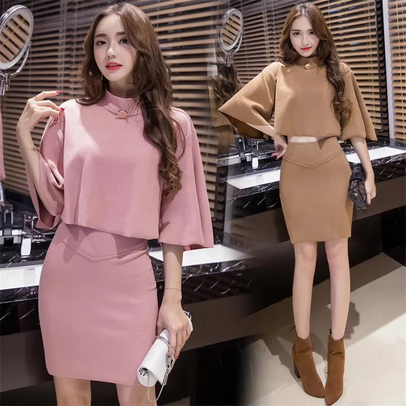 

2 piece set Office lady Skirts and shirts girls Autumn elegant blouse sexy skirts suits set Skinny suit twinset for club party