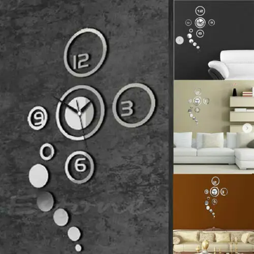 

Mirror Style DIY Wall Clock Removable Decal Vinyl Art Wall Sticker Home Decor