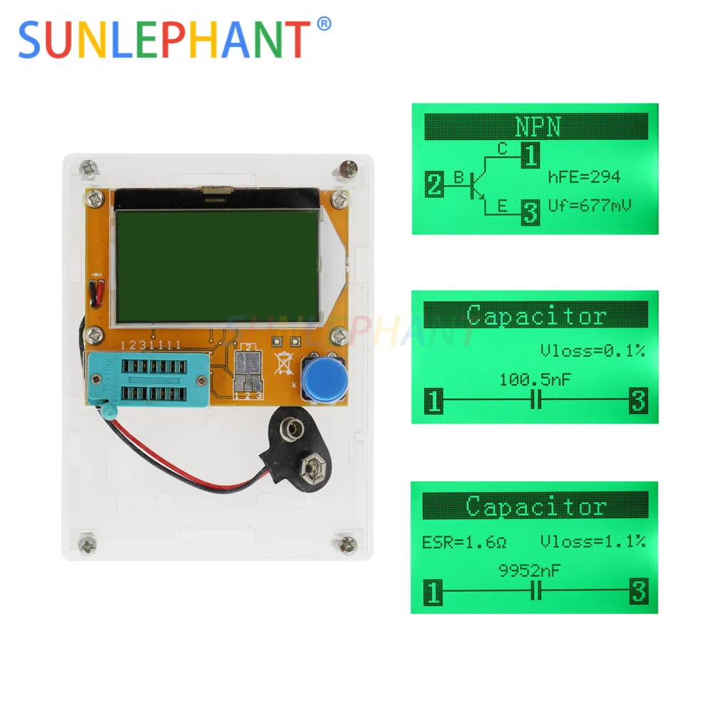 

12864 LCD- ATmega328 Transistor Tester Diode Triode Capacitance ESR METER Digital LC Meter MOS NPN case (not Battery )