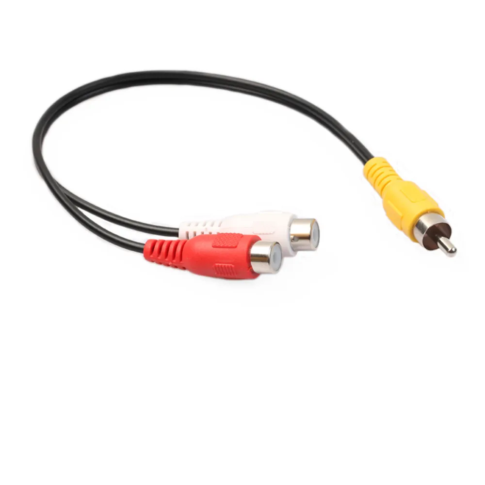 

High Quality New Video Adapter Cable RCA Phono Y Splitter Cable 2 Female To Male Audio Lead Adapter Connector Gadget l0821#3