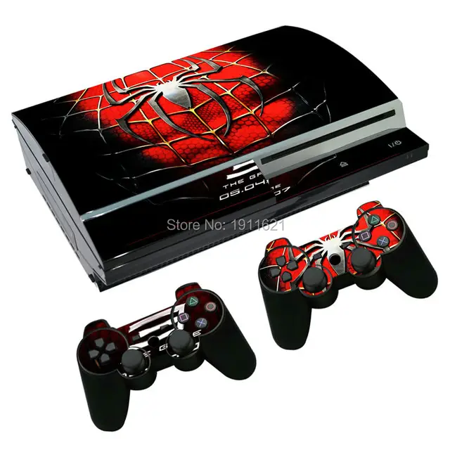 Cheap OSTSTICKER Siper Vinyl Decal For PS3 Fat Skin Stickers Wrap For Sony PlayStation 3 Console and 2 Controllers Decorative Skins